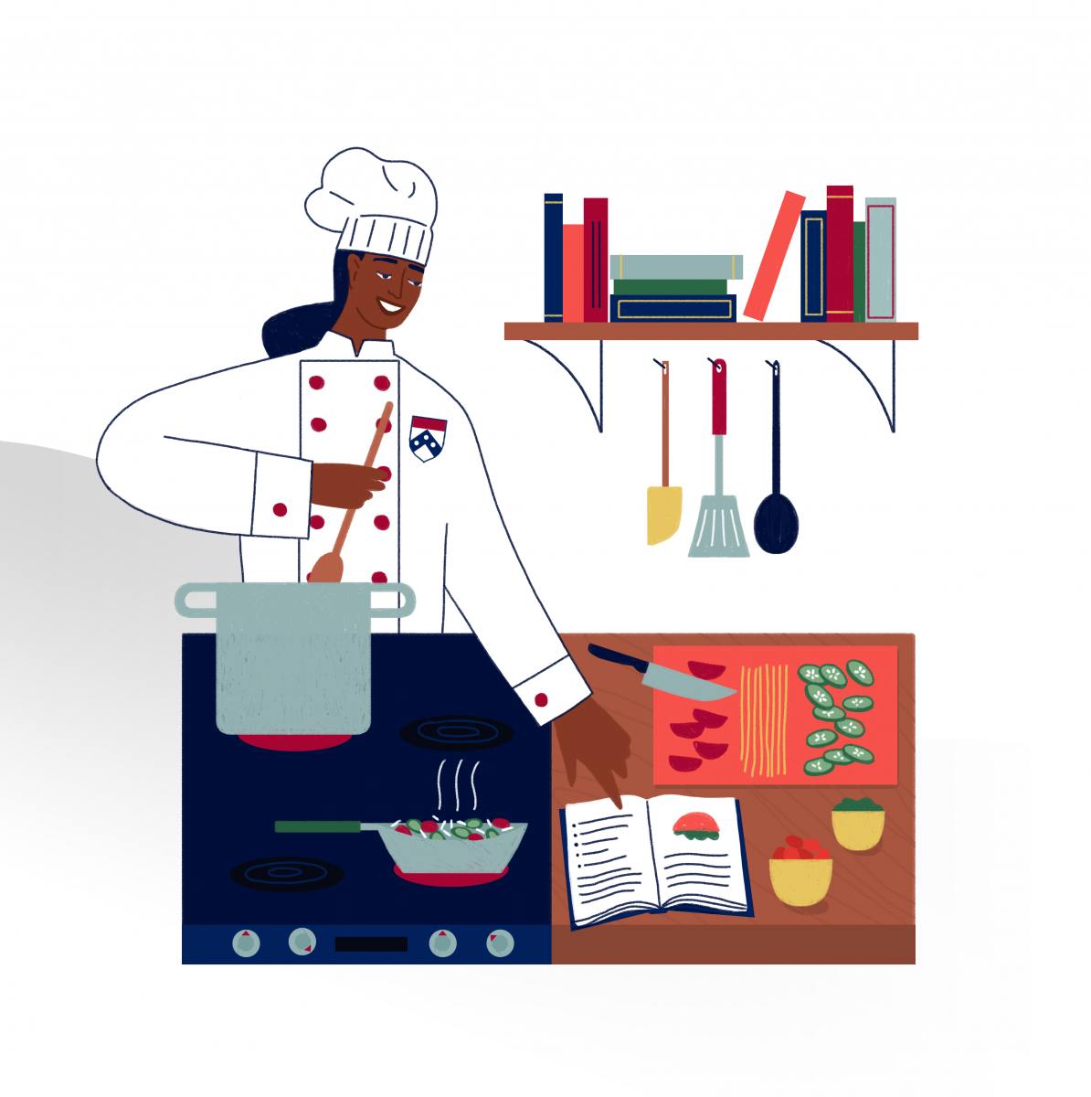 Illustration of chef preparing a recipe